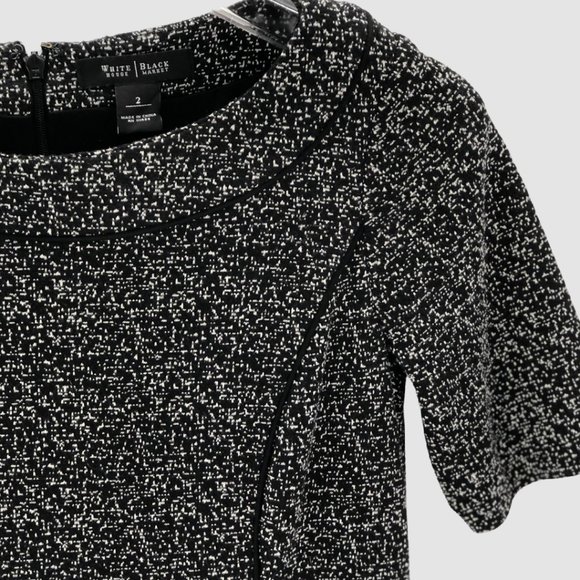 WHBM Classic Tweed Black Sheath Dress Size 2 - Picture 7 of 9